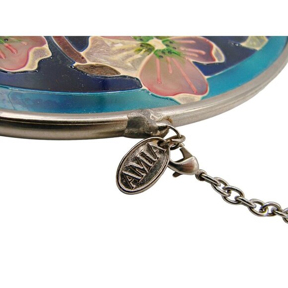 Amia Stain Glass Hanging Suncatcher Apple Floral Fruit Bright Colors Framed 7x5" - Picture 2 of 8